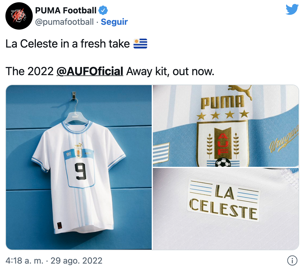 Uruguay presentó la camiseta para la Copa del Mundo de Qatar 2022