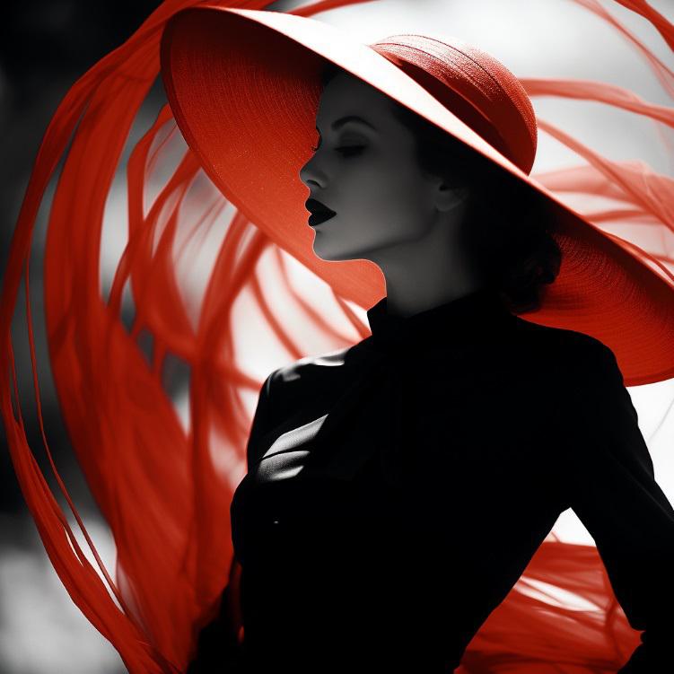 Poncho 3 - Dama de sombrero rojo